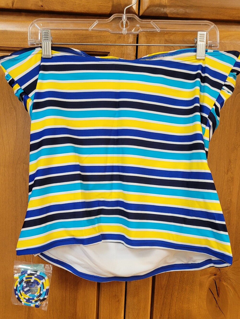 NWT | Tu by Sainsbury's Blue Yellow & White Striped Tankini Set - Picture 2 of 16